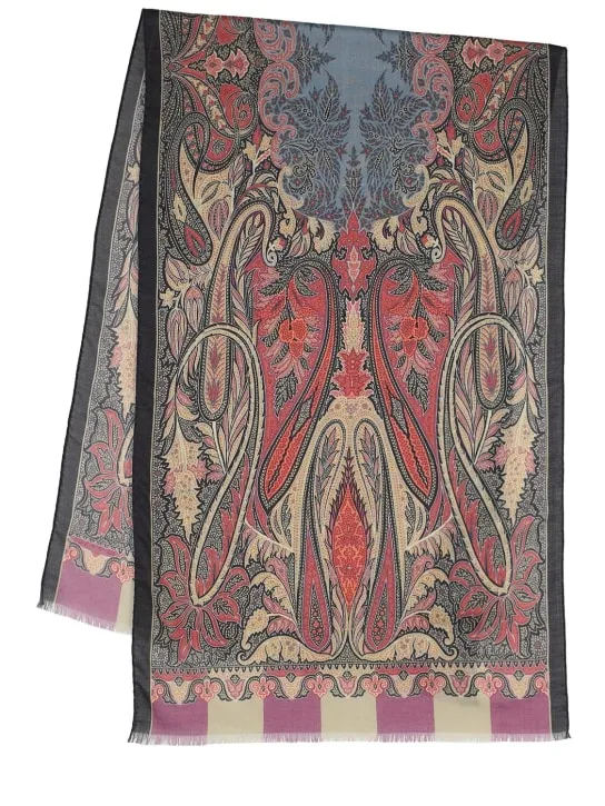 Etro   Printed wool &amp; silk scarf 