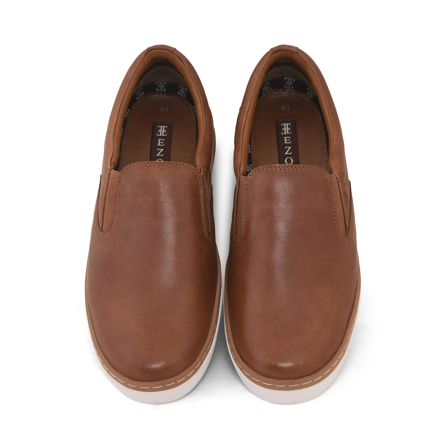 Ezok Mens Tan Slip-On Sneakers