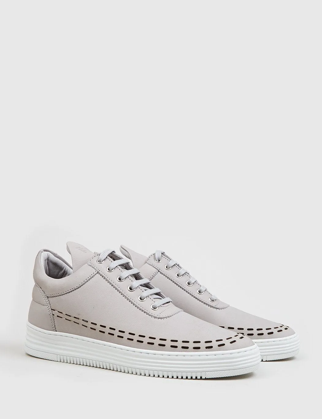 Filling Pieces Low Top Perforated Down (Suede) - Grey