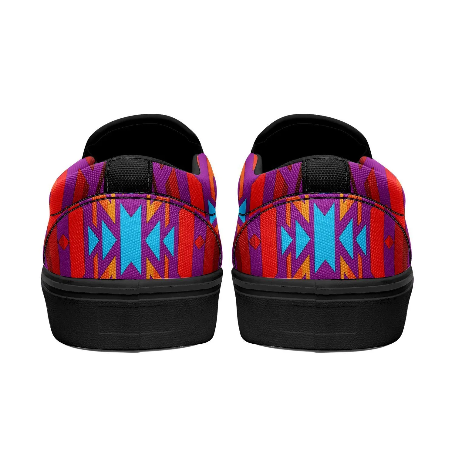 Fire Colors and Turquoise Purple Otoyimm Kid's Canvas Slip On Shoes