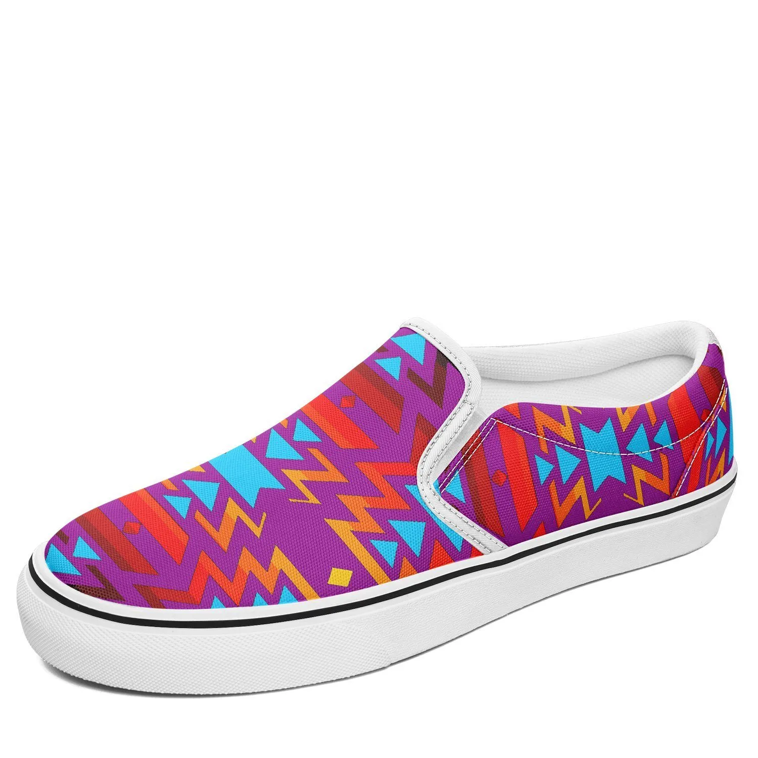 Fire Colors and Turquoise Purple Otoyimm Kid's Canvas Slip On Shoes