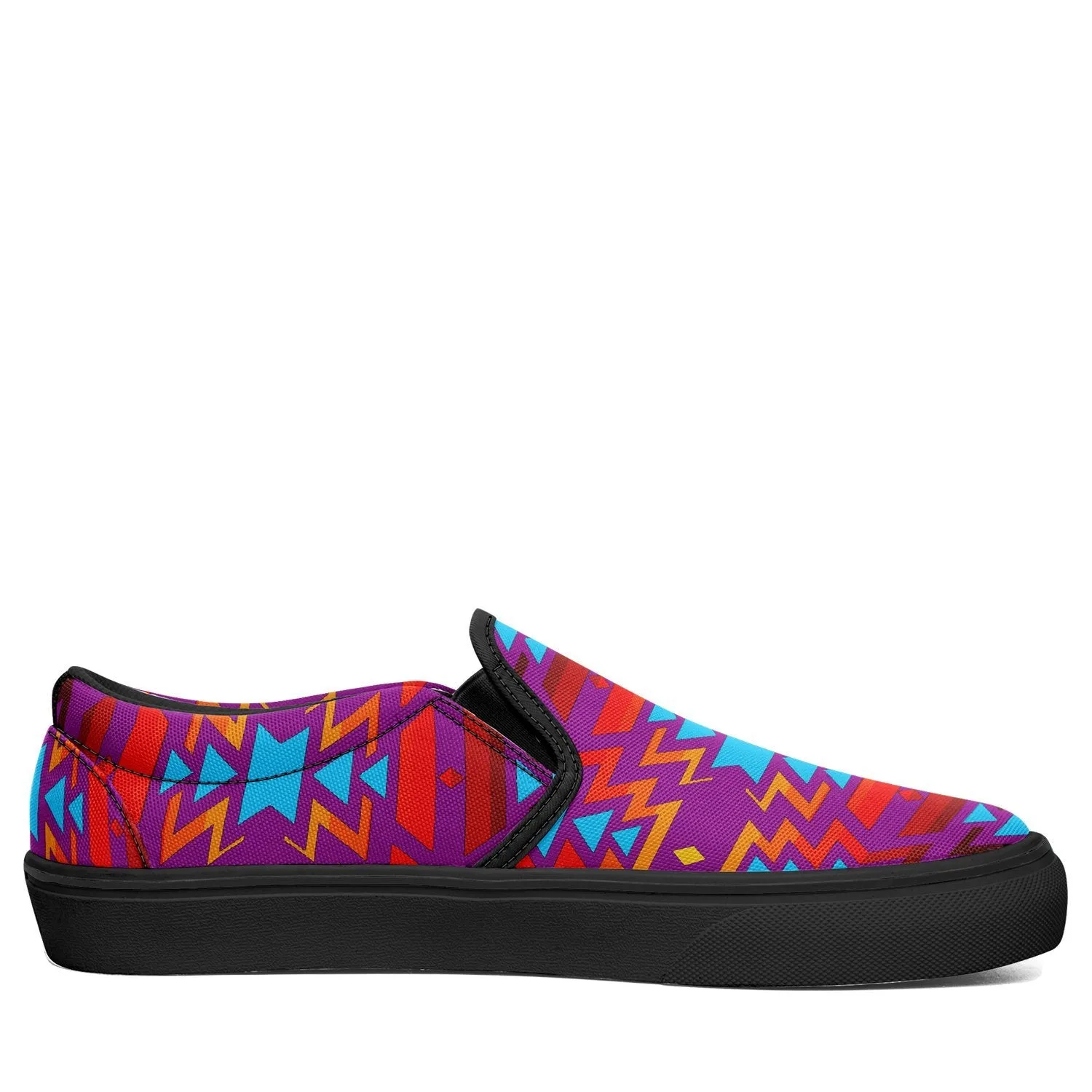 Fire Colors and Turquoise Purple Otoyimm Kid's Canvas Slip On Shoes