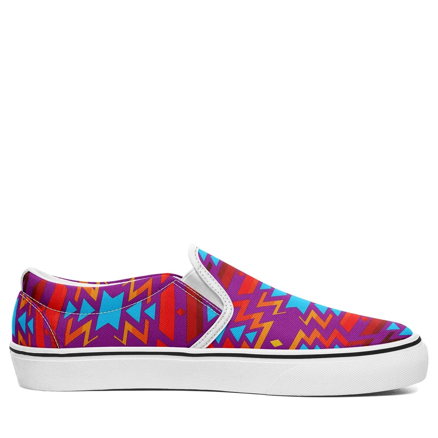 Fire Colors and Turquoise Purple Otoyimm Kid's Canvas Slip On Shoes