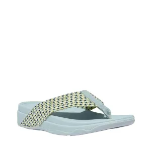 FitFlop Women's Surfa Tone Webbing Toe-Post Sandals Wedge, Mint Blue Multi