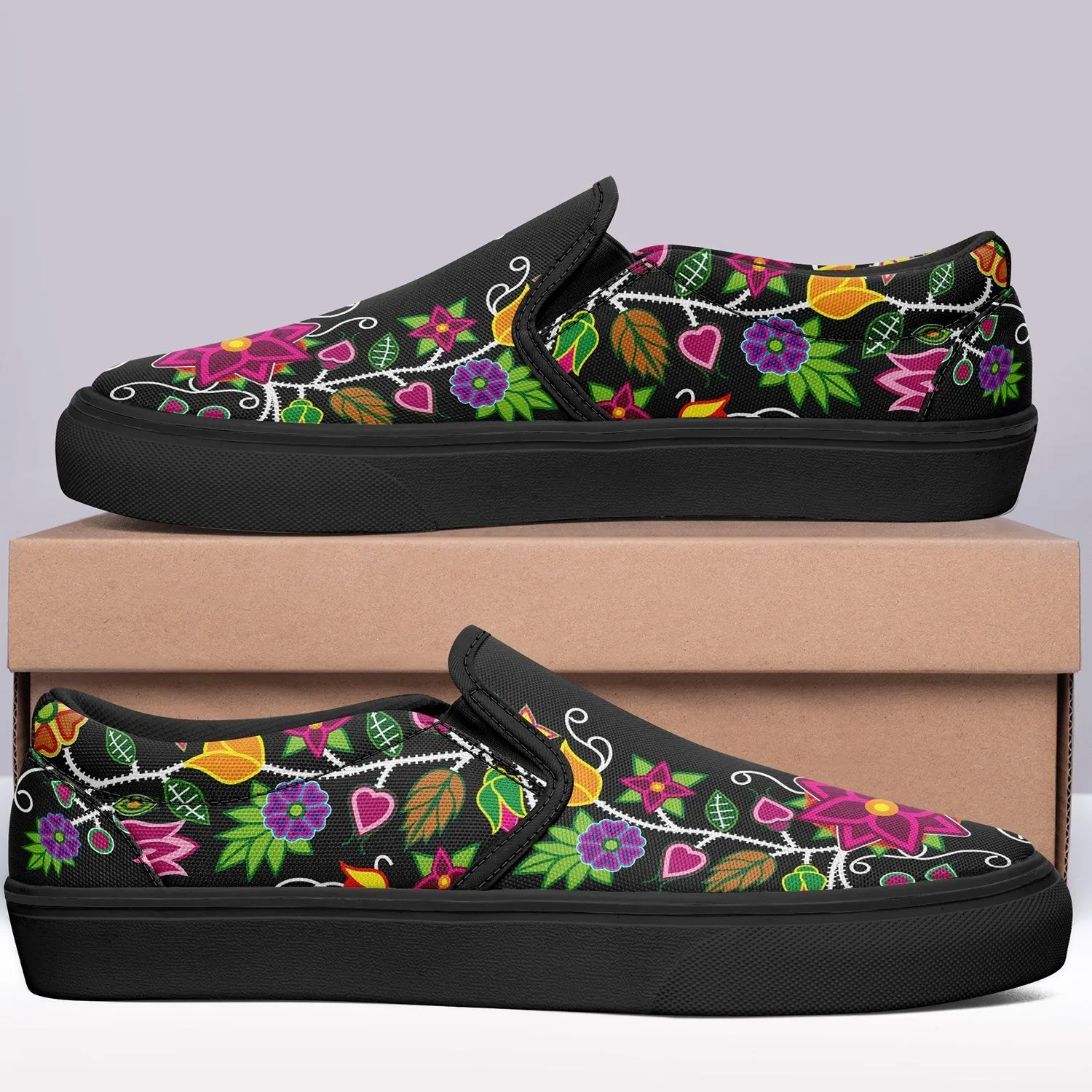 Floral Beadwork Otoyimm Kid's Canvas Slip On Shoes