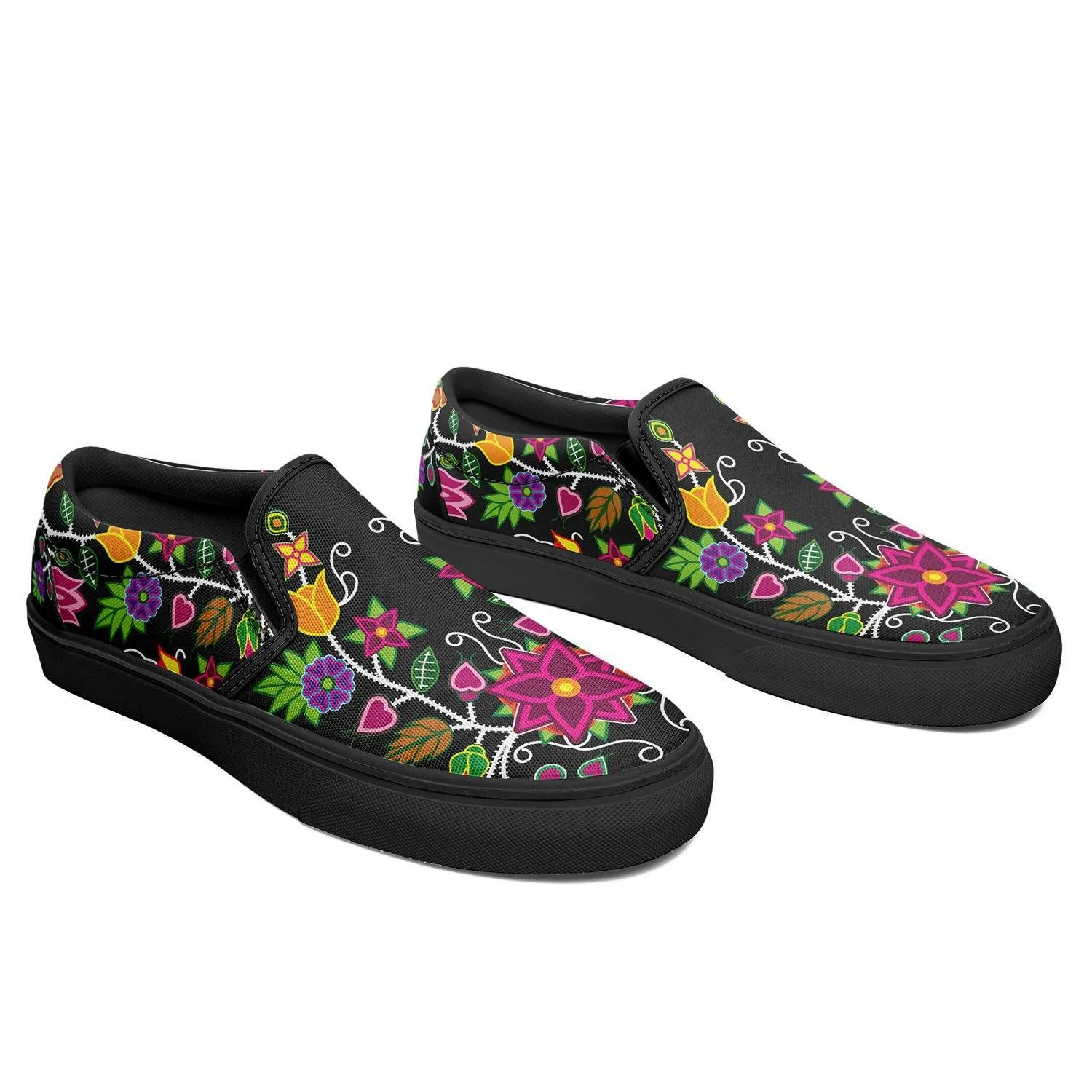 Floral Beadwork Otoyimm Kid's Canvas Slip On Shoes