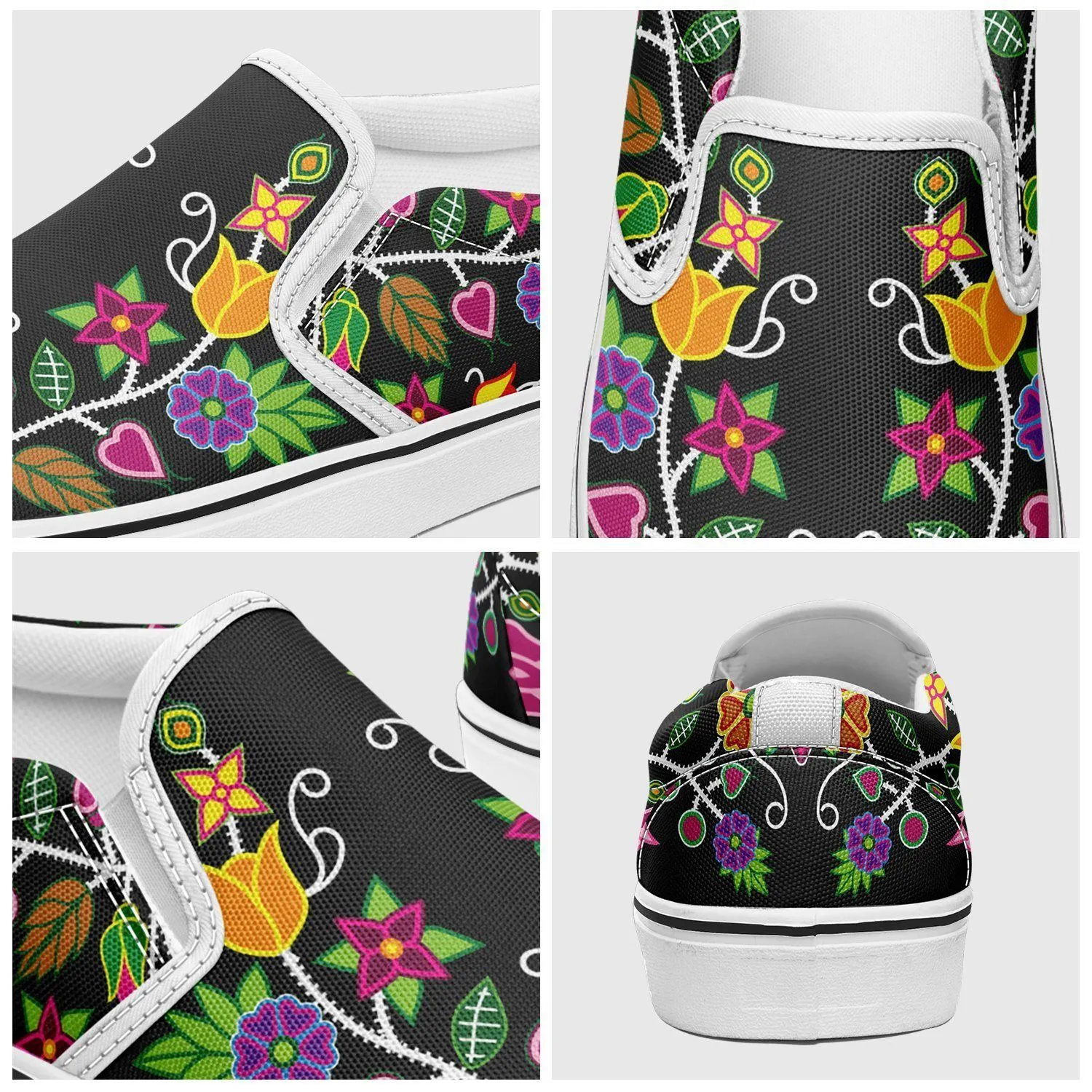 Floral Beadwork Otoyimm Kid's Canvas Slip On Shoes