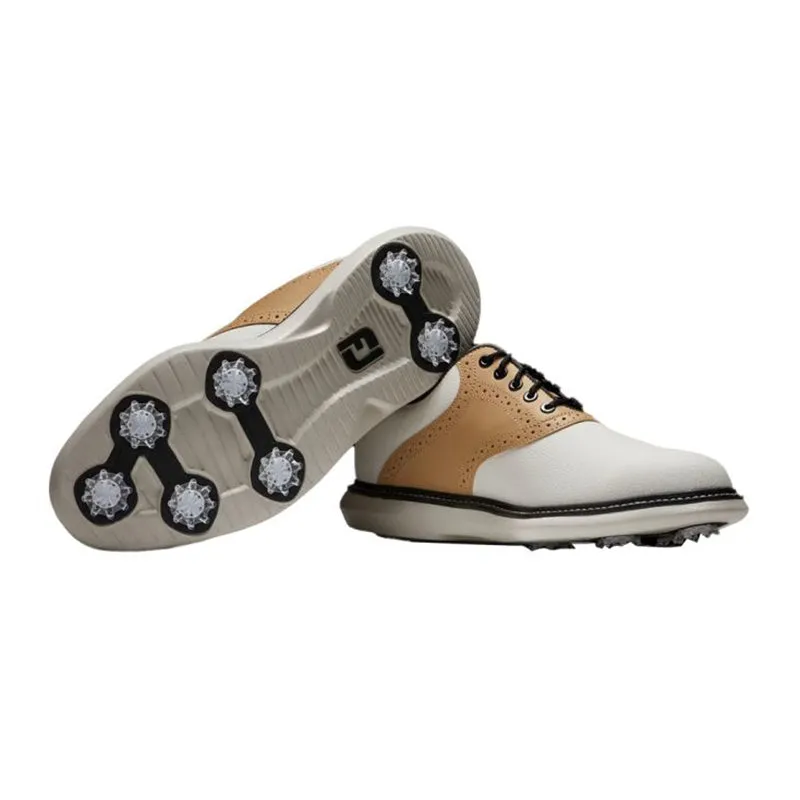 FOOTJOY Traditions Natural Luxe Men's Spikeless Shoes (White/Tan/Grey)