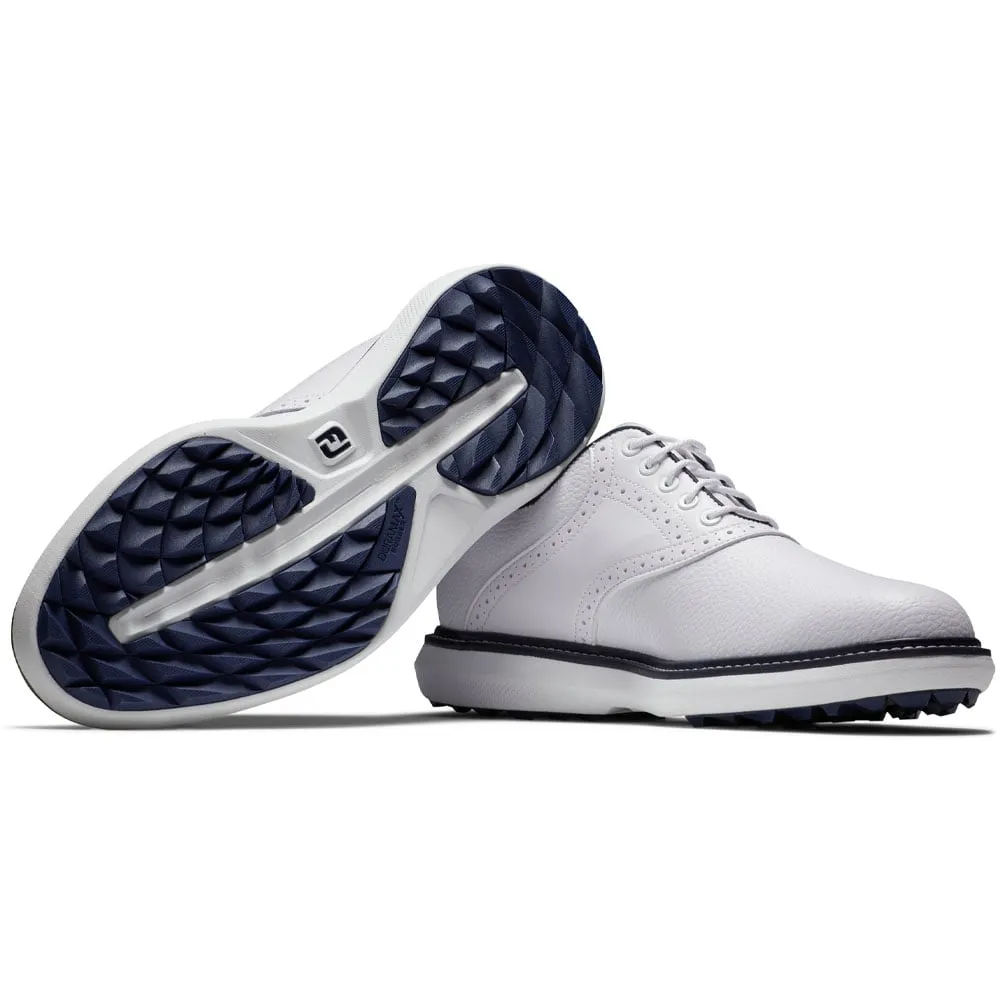 FootJoy Traditions Spikeless Waterproof Shoes - White/Navy