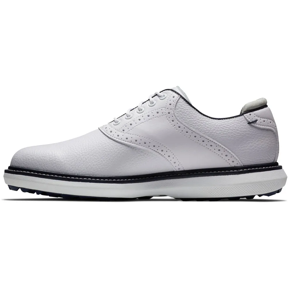 FootJoy Traditions Spikeless Waterproof Shoes - White/Navy