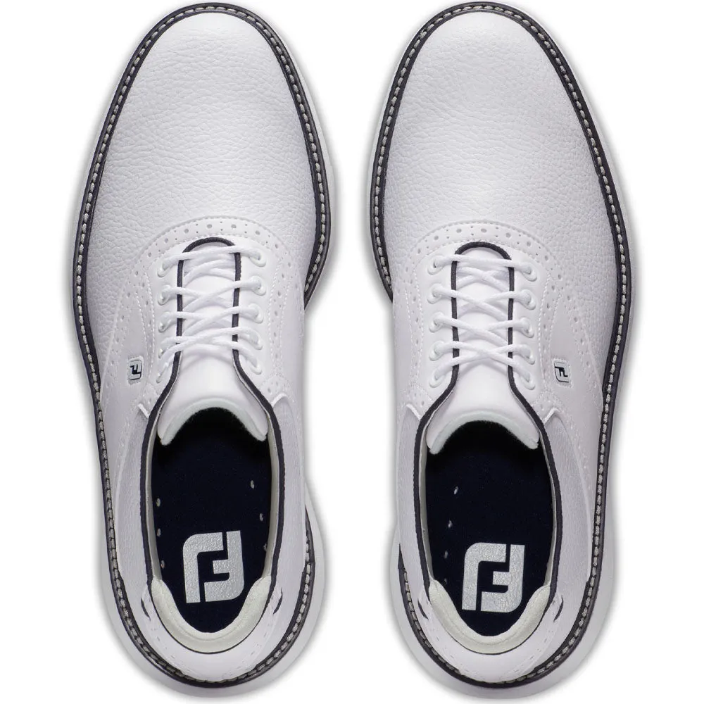 FootJoy Traditions Spikeless Waterproof Shoes - White/Navy