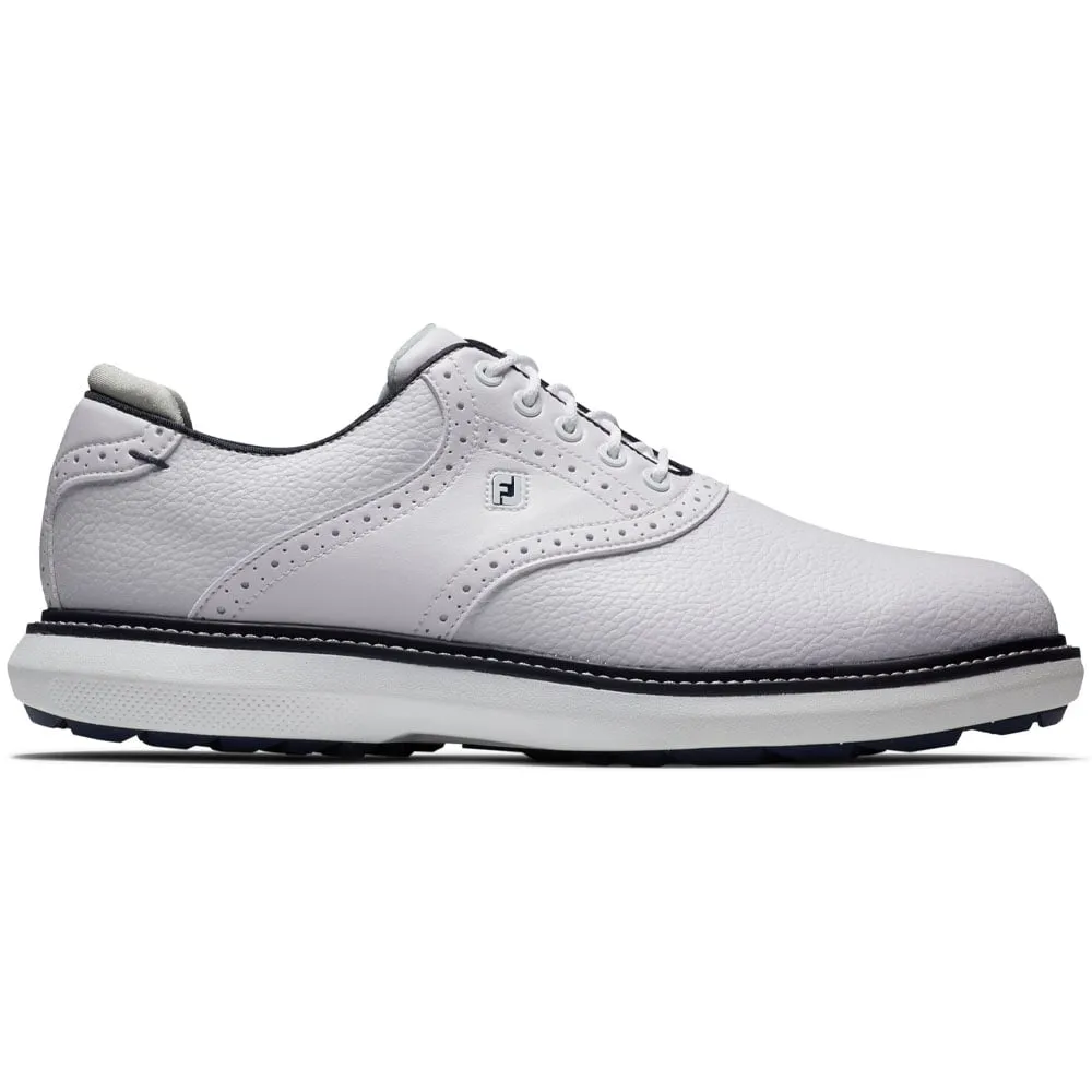 FootJoy Traditions Spikeless Waterproof Shoes - White/Navy