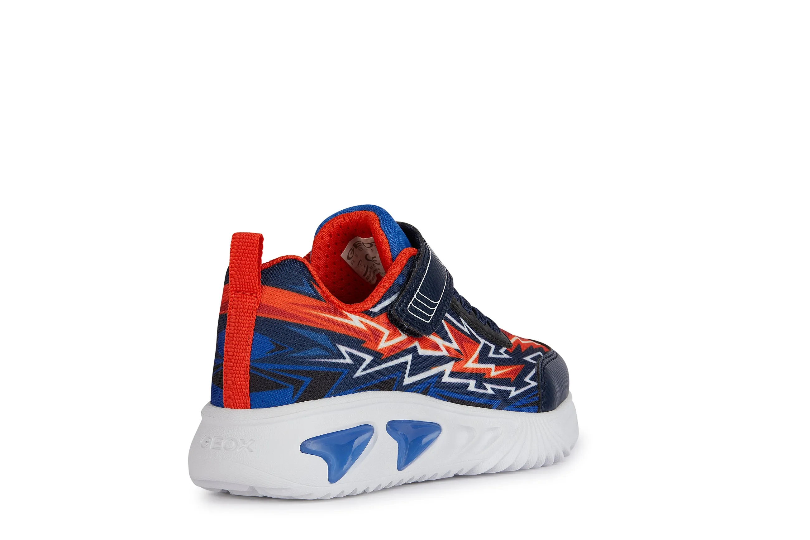 Geox Assister Boys Navy Orange Lights Trainer