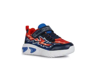 Geox Assister Boys Navy Orange Lights Trainer