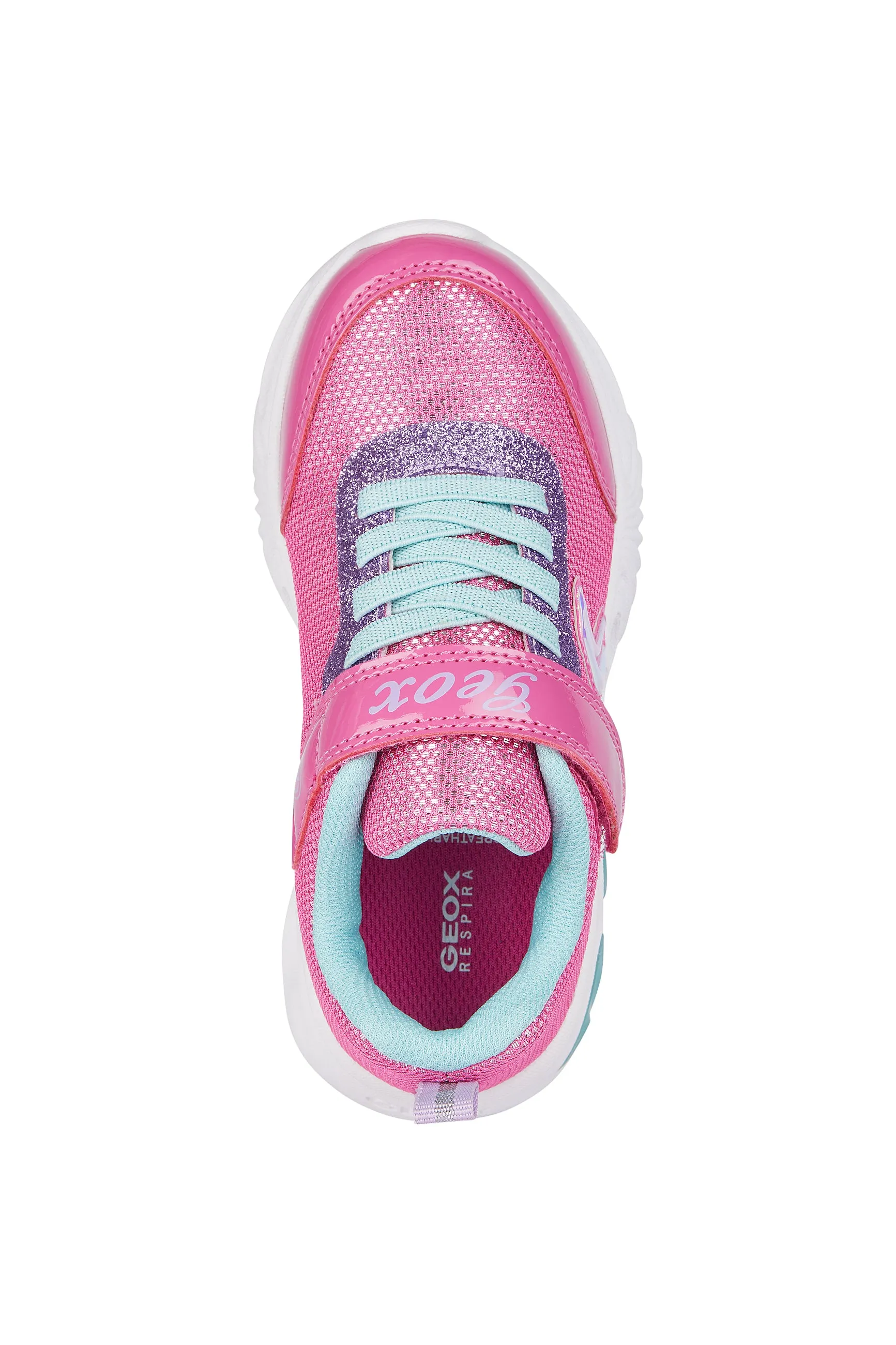 Geox Assister Girls Fuchsia Aqua Lights Trainer