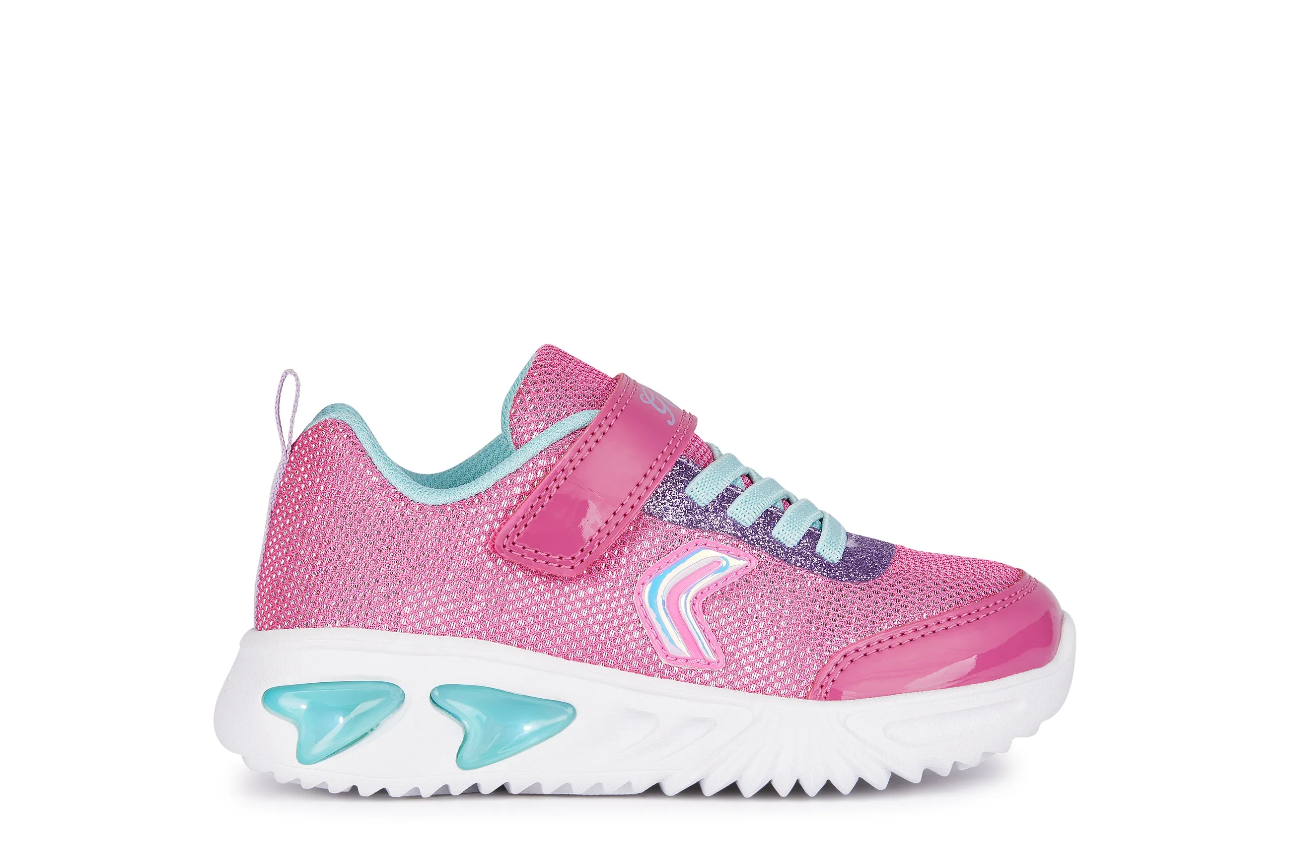 Geox Assister Girls Fuchsia Aqua Lights Trainer