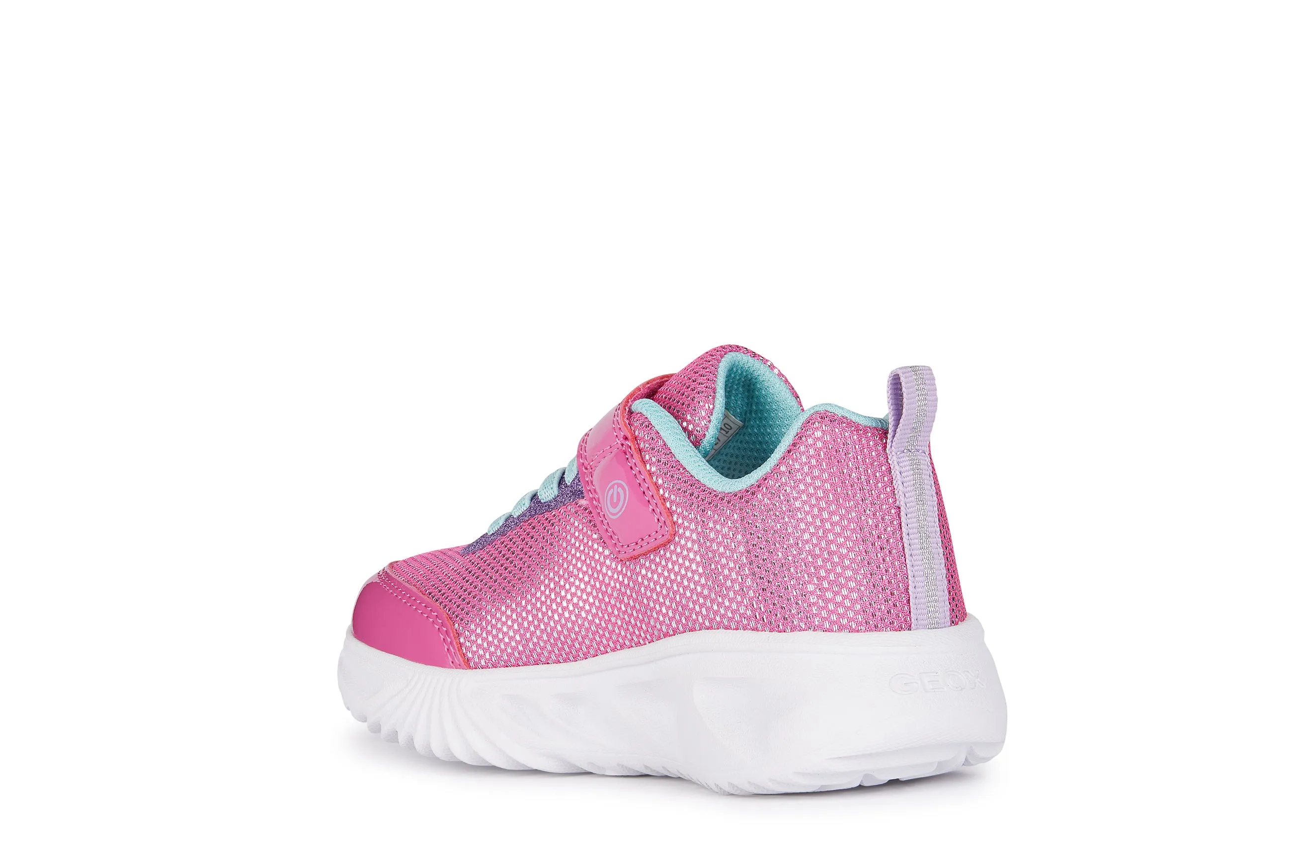 Geox Assister Girls Fuchsia Aqua Lights Trainer