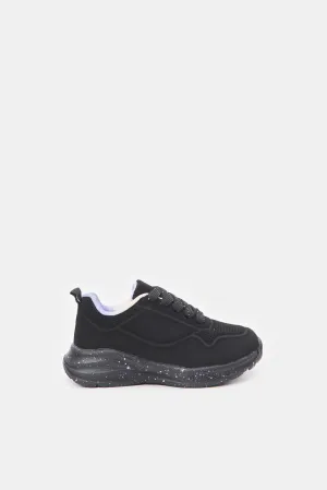 Girls Black Lace-Up Trainer