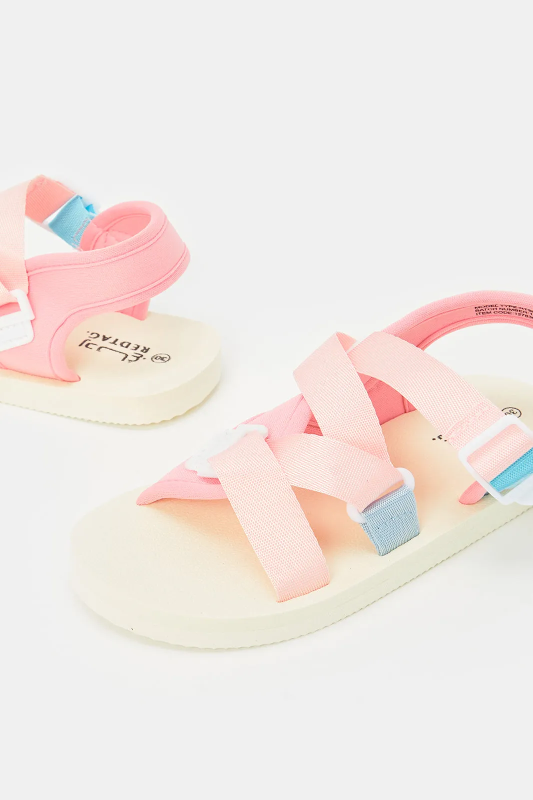 Girls Pink Strappy Slide