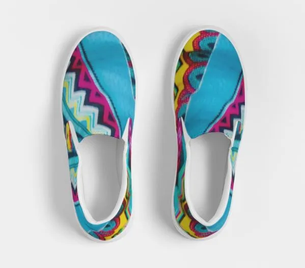 Girls' Slip On Sneakers-Batik Art.  Women's Trendy Canvas Casual Shoes.. WickedYo.