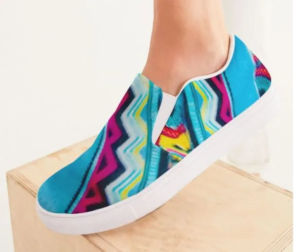 Girls' Slip On Sneakers-Batik Art.  Women's Trendy Canvas Casual Shoes.. WickedYo.