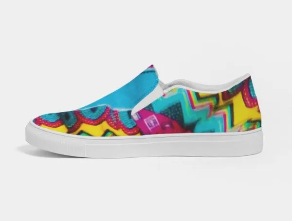 Girls' Slip On Sneakers-Batik Art.  Women's Trendy Canvas Casual Shoes.. WickedYo.