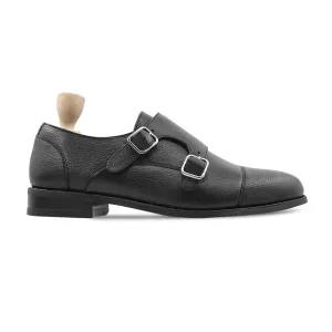 Glacier - Men's Black Pebble Grain Leather Double Monkstrap