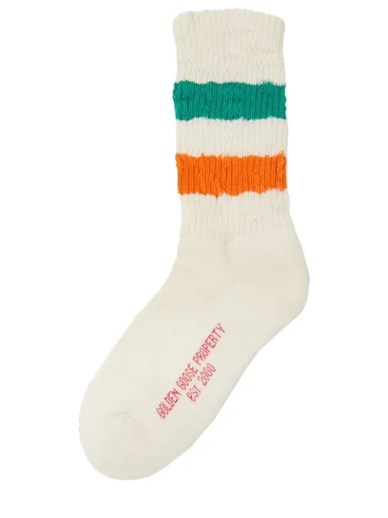 Golden Goose   Striped cotton blend ribbed socks 