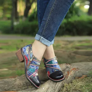 Graffiti Comfortable Thick Heeled Shoes