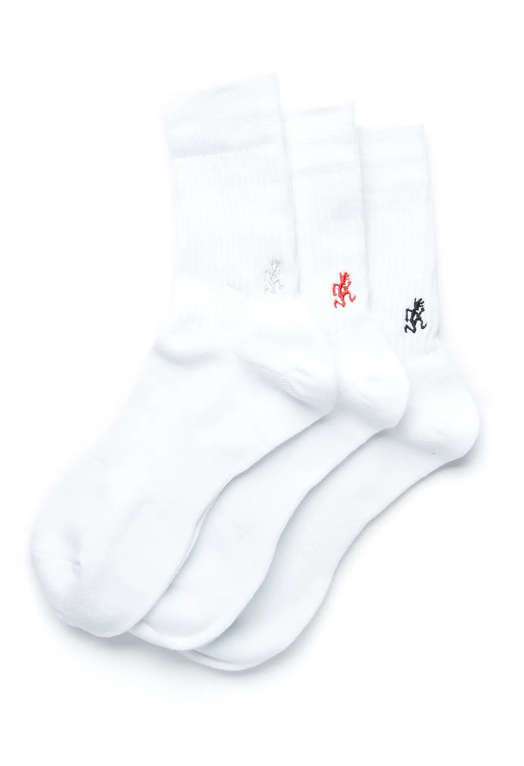 Gramicci Men's Basic Crew Socks - White / White / White