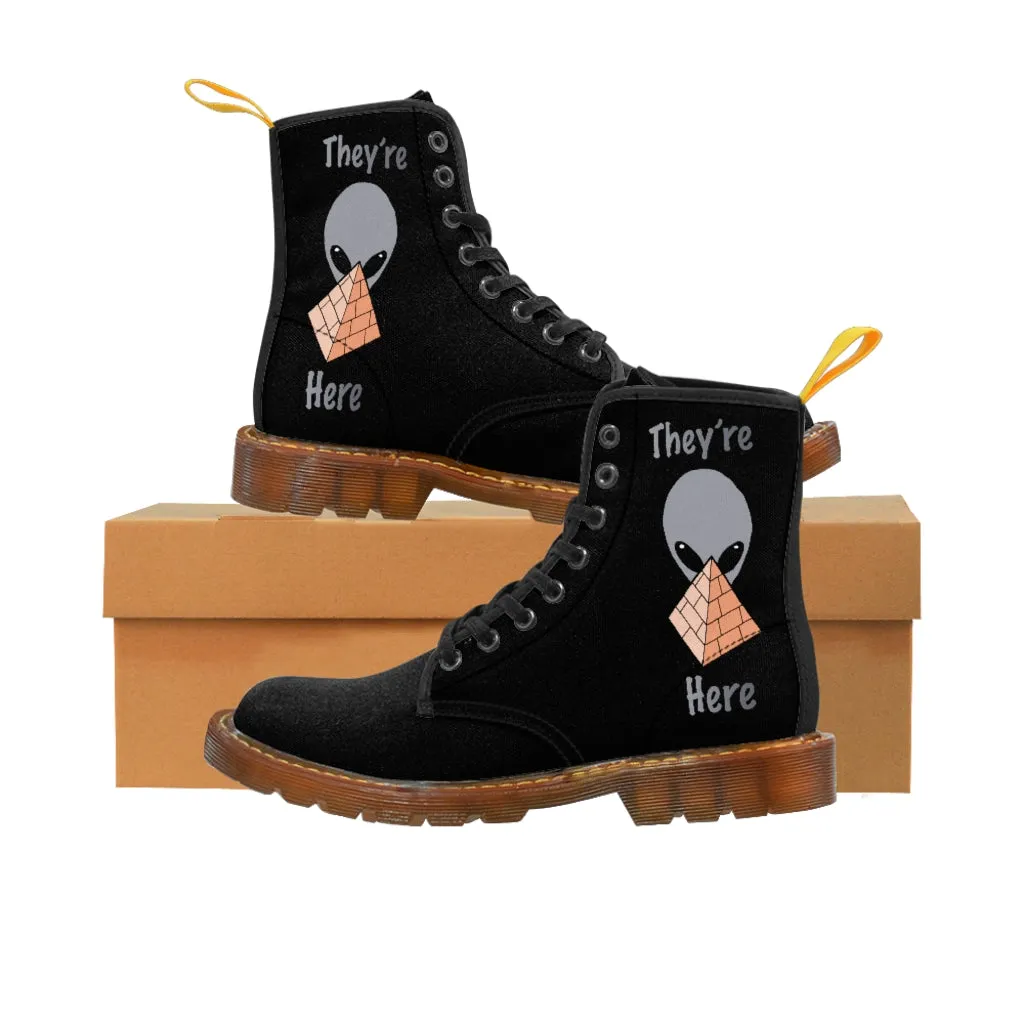 Gray Alien Pyramid Women's Canvas Boots