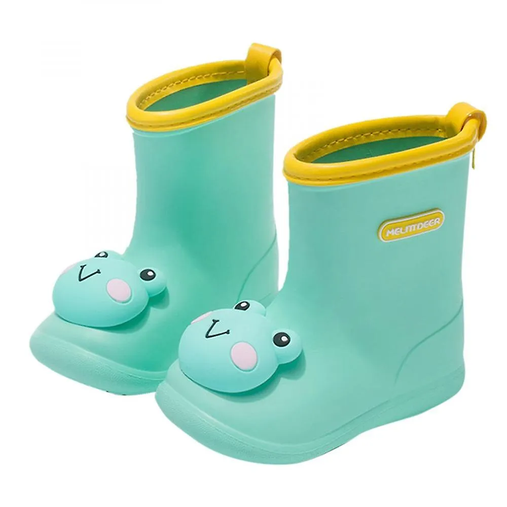 Green 160Boys Girls Cartoon Cute Dinosaur Rabbit Children Rain Shoes Waterproof Pvc Rubber Non-slip Soft Toddler Kids Casual Rain Boots