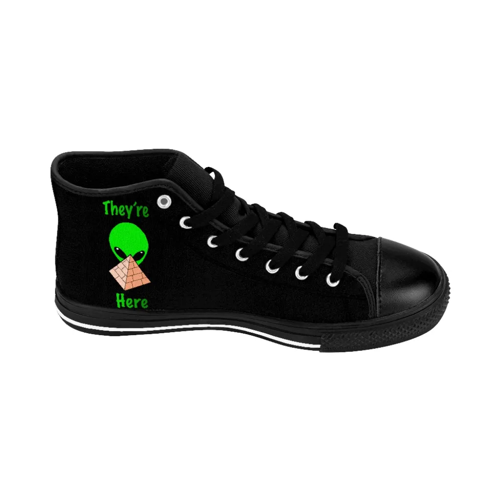 Green Alien Pyramid Women's High-top Sneakers