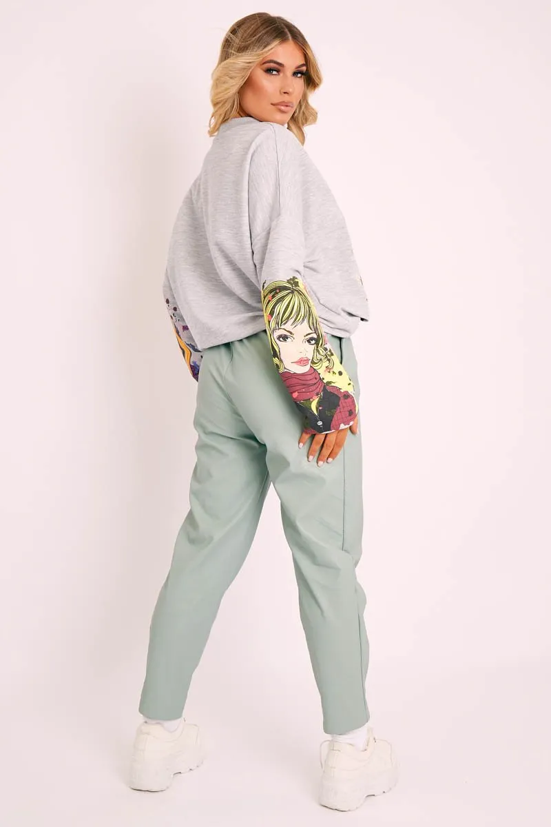 Grey Illustration Graphic Print Sweatshirt - Cammie