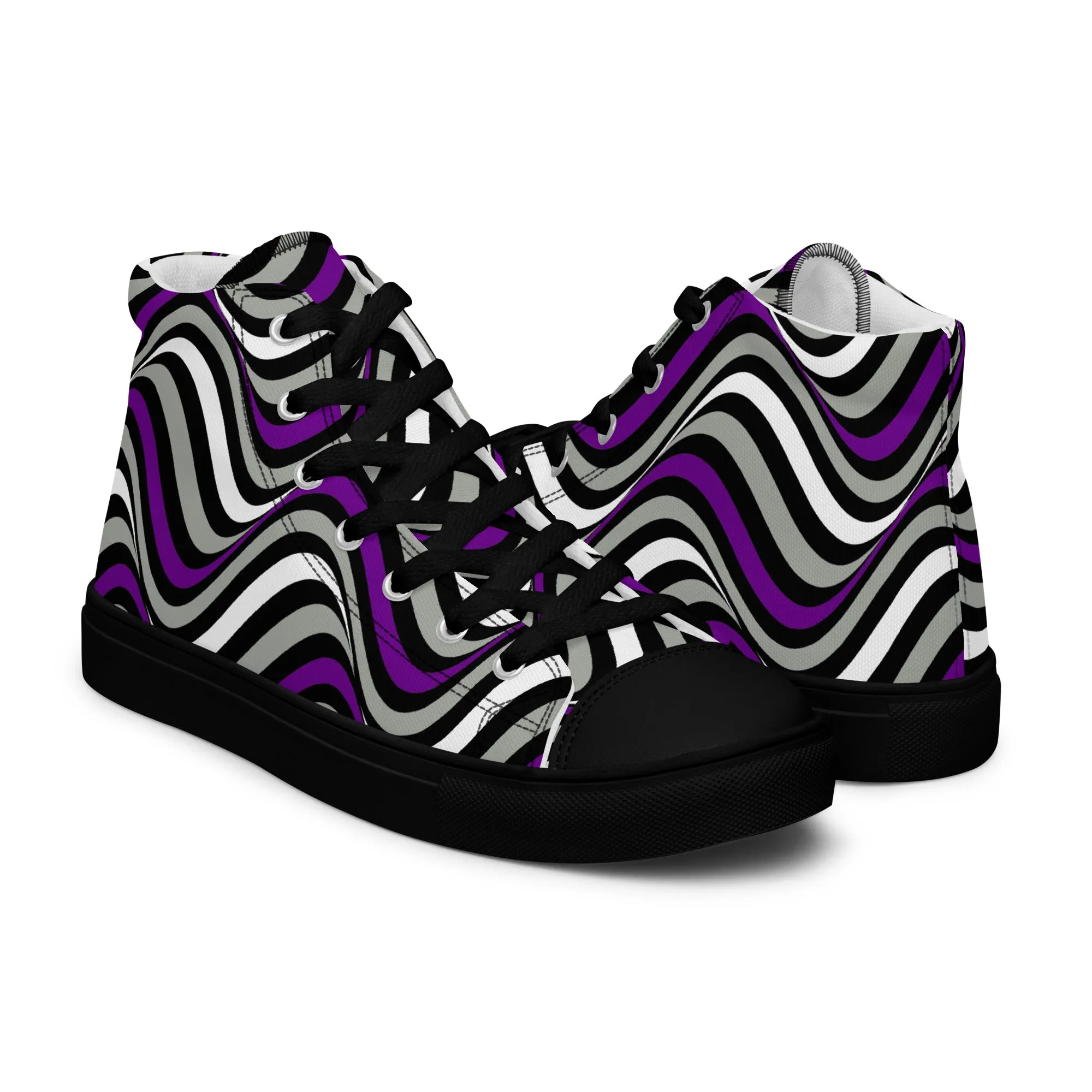 Greysexual Pride Wavey Women’s High Top Canvas Athletic Shoes