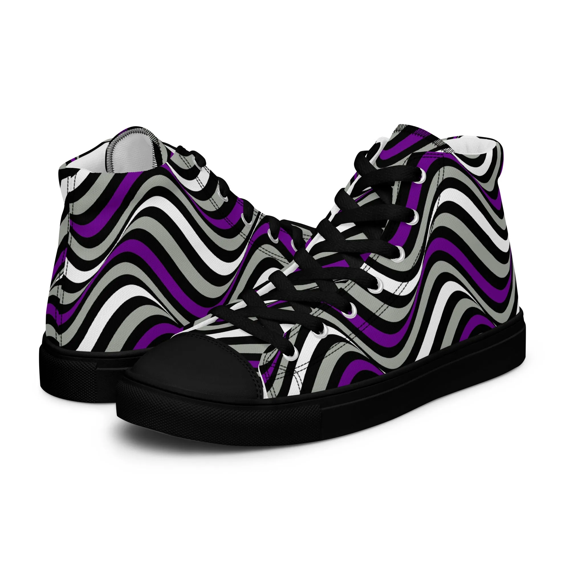 Greysexual Pride Wavey Women’s High Top Canvas Athletic Shoes