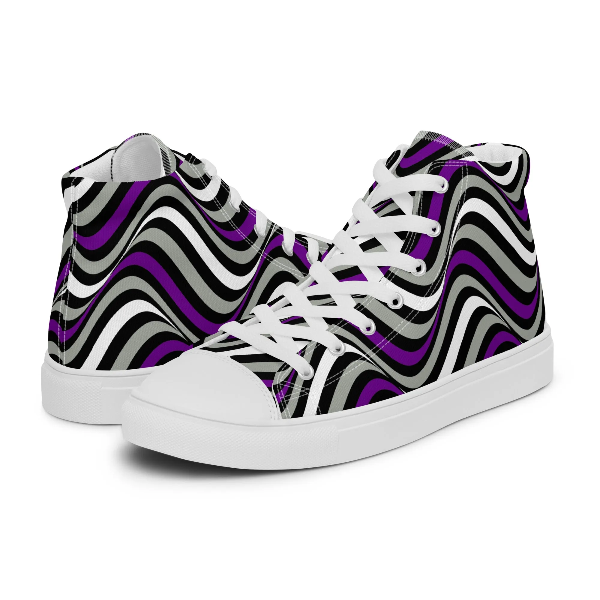 Greysexual Pride Wavey Women’s High Top Canvas Athletic Shoes