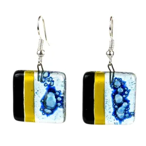 Handcrafted Geometric Square Fused Glass Earrings Tili Glass