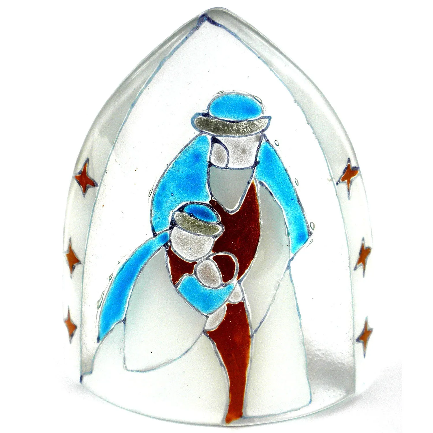 Handmade Artisan Glass Nativity Candle Cover