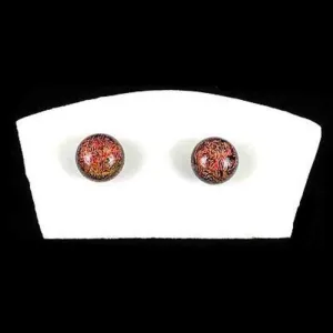 Handmade Medium Dichroic Glass Studs in Orange Tili Glass