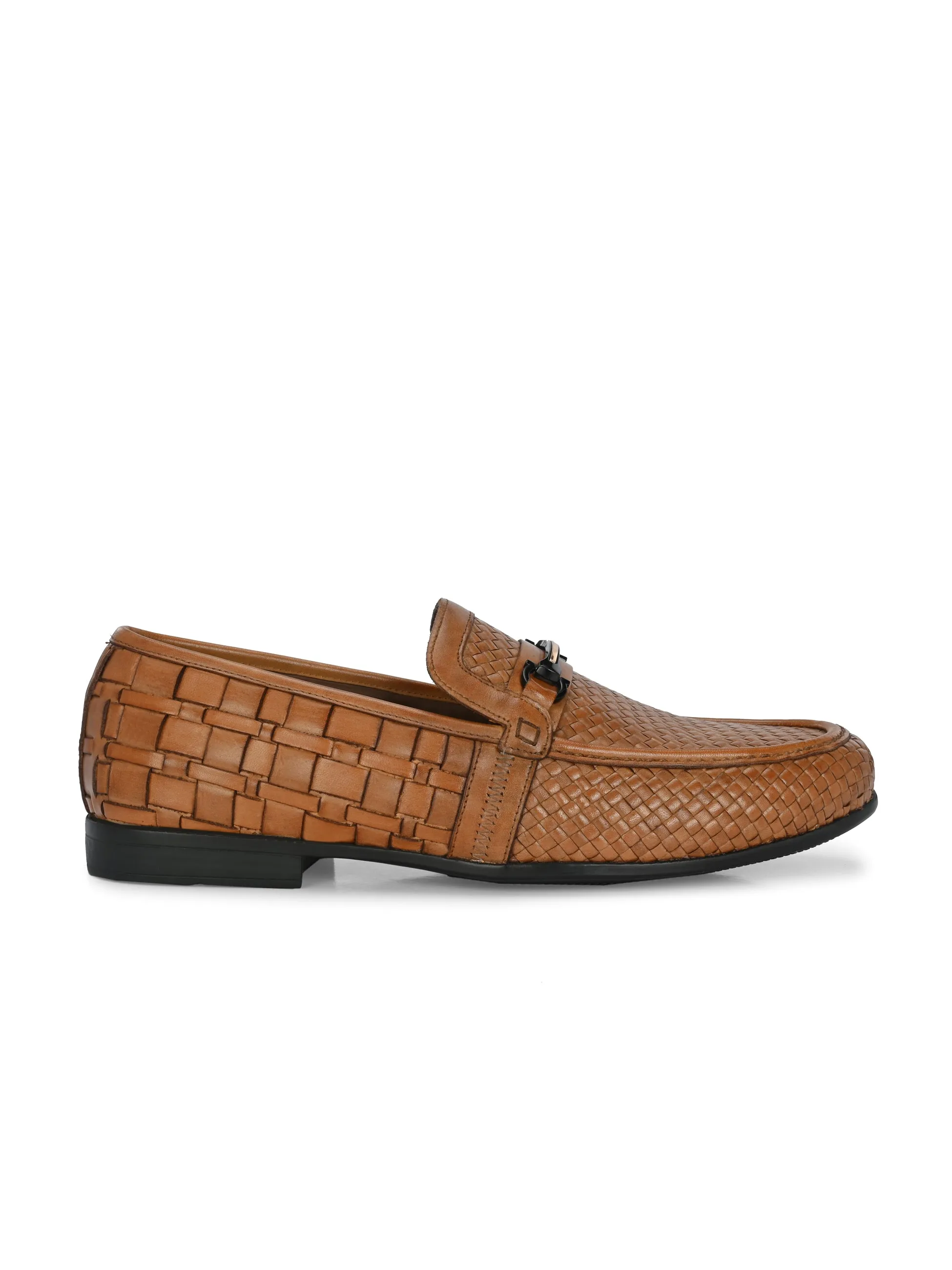 HITZ5343 Men's Tan Leather Party Wear Slip-On Shoes