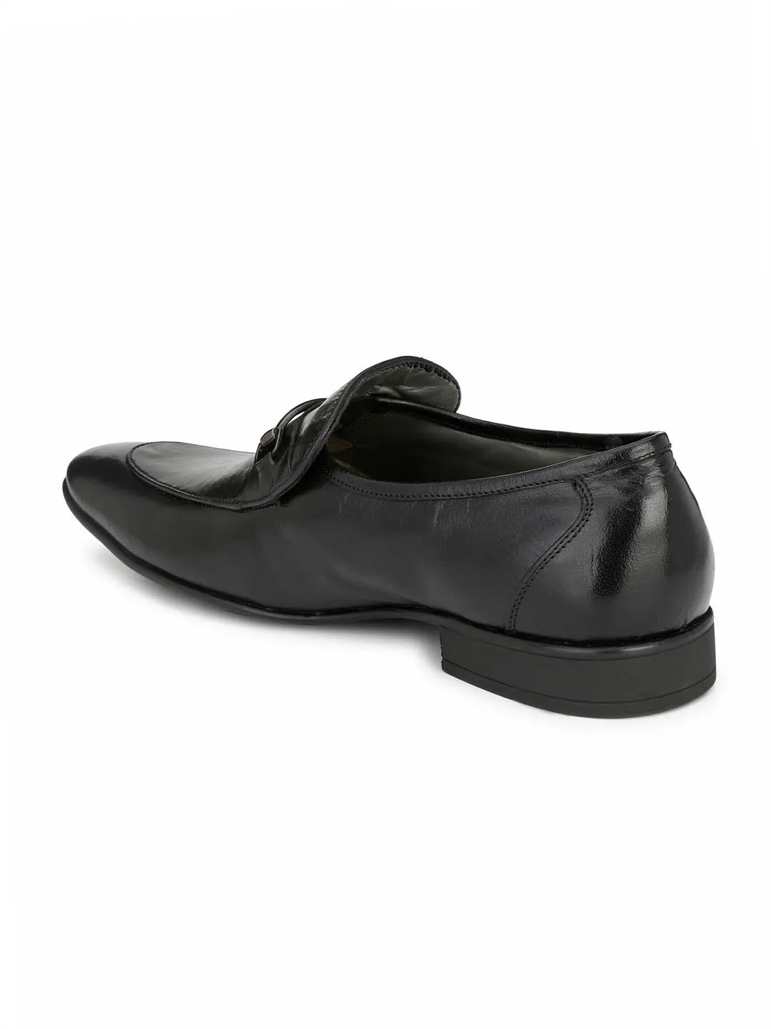 HITZN_18 Men's Black Leather Formal  Slip-On Shoes