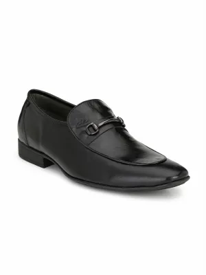 HITZN_18 Men's Black Leather Formal  Slip-On Shoes