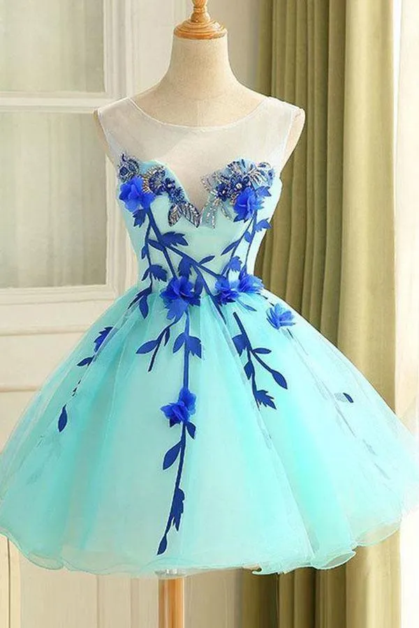 Homecoming Dress Beautiful Hand-Made Flower Short Prom Dress Party Dress   PD364