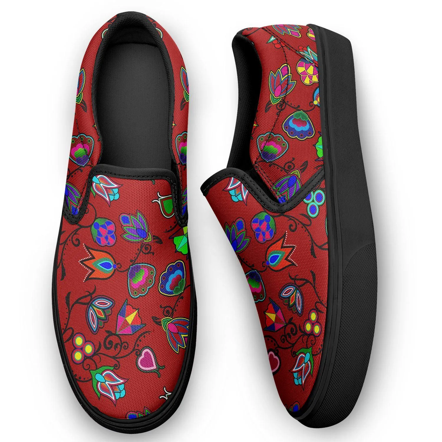 Indigenous Paisley Dahlia Otoyimm Kid's Canvas Slip On Shoes