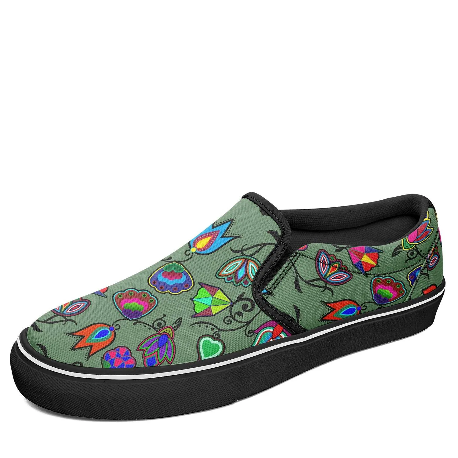 Indigenous Paisley Dark Sea Otoyimm Kid's Canvas Slip On Shoes