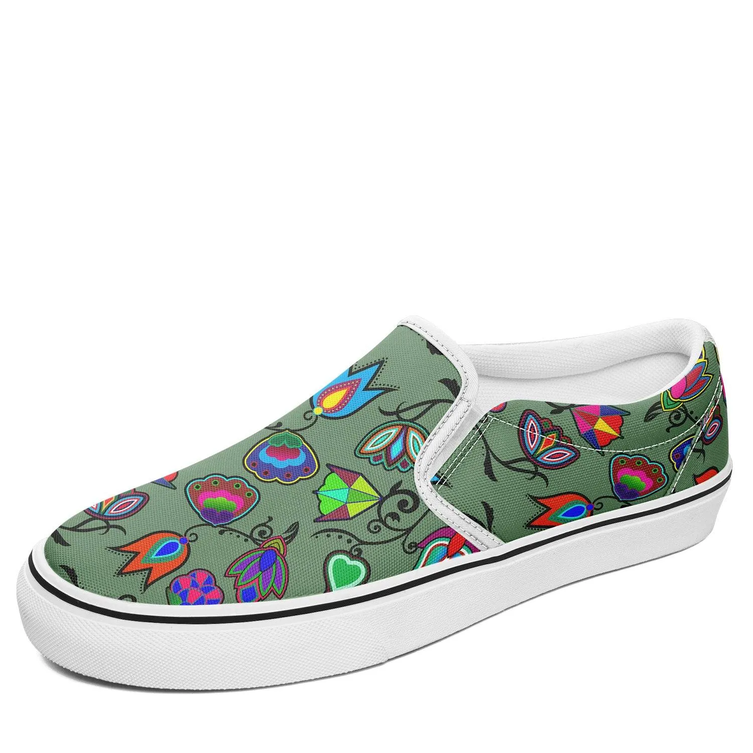 Indigenous Paisley Dark Sea Otoyimm Kid's Canvas Slip On Shoes