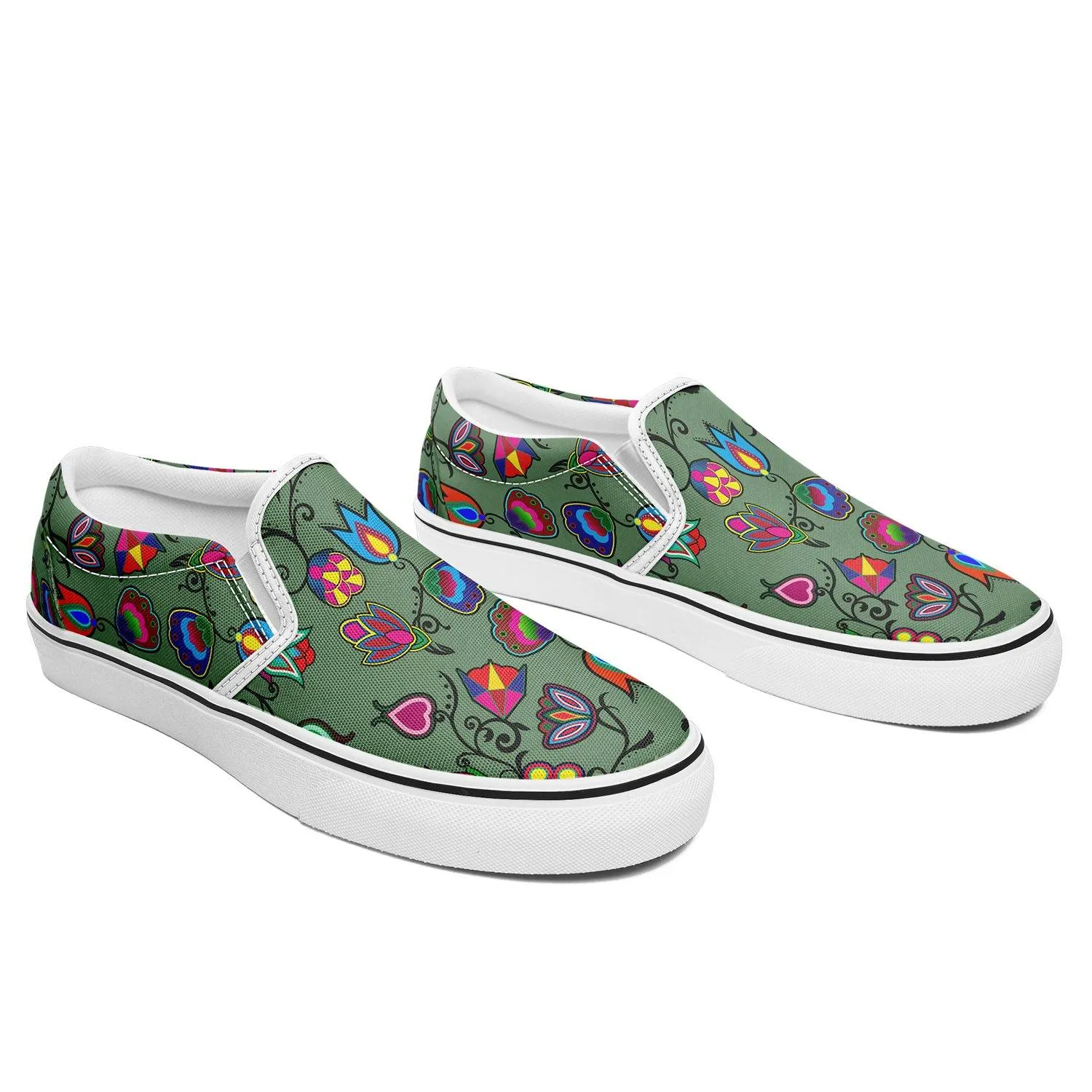 Indigenous Paisley Dark Sea Otoyimm Kid's Canvas Slip On Shoes