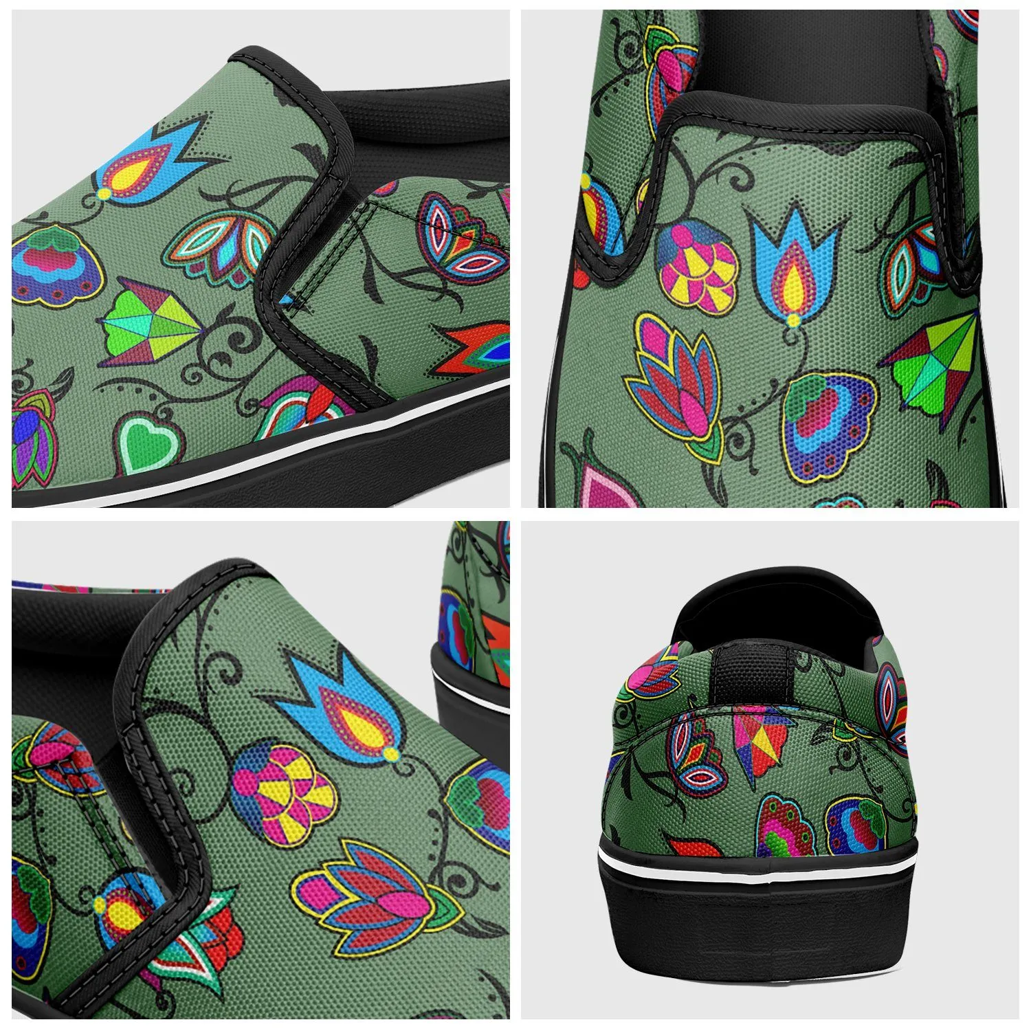 Indigenous Paisley Dark Sea Otoyimm Kid's Canvas Slip On Shoes