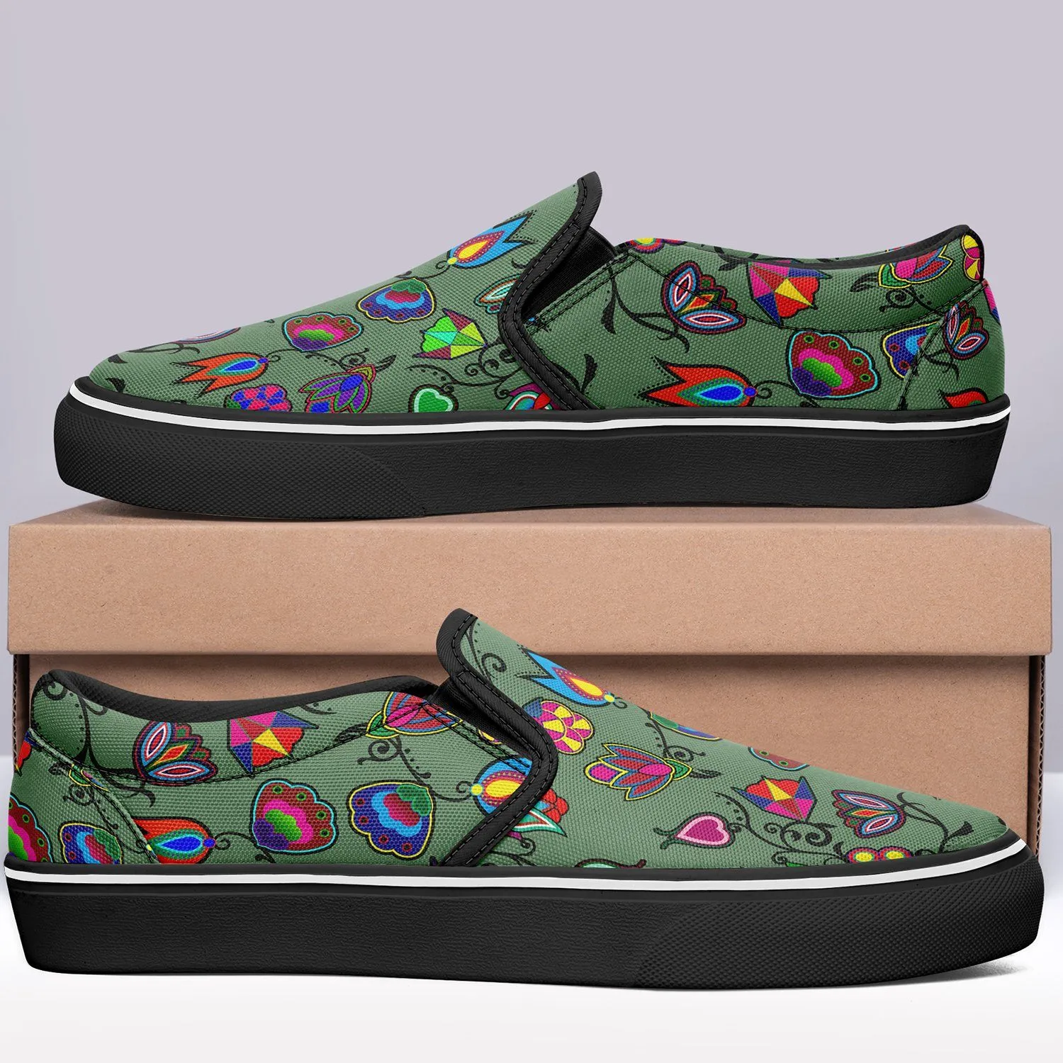 Indigenous Paisley Dark Sea Otoyimm Kid's Canvas Slip On Shoes